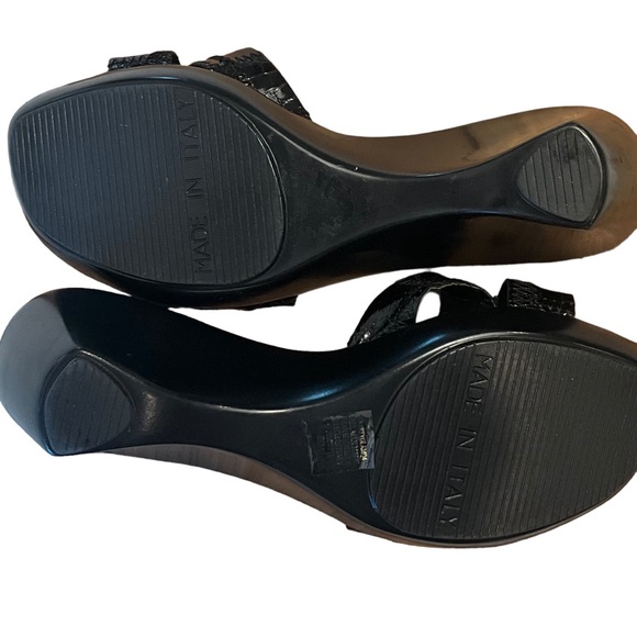 Made in Italy Faux Crocodile Low Heeled Sandals Wedges - Picture 5 of 6